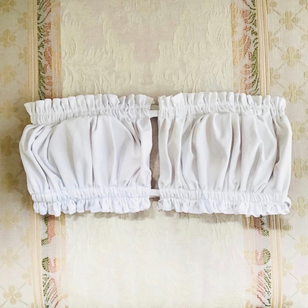 White Ruched Strapless Bikini Top - Picture 2 of 4